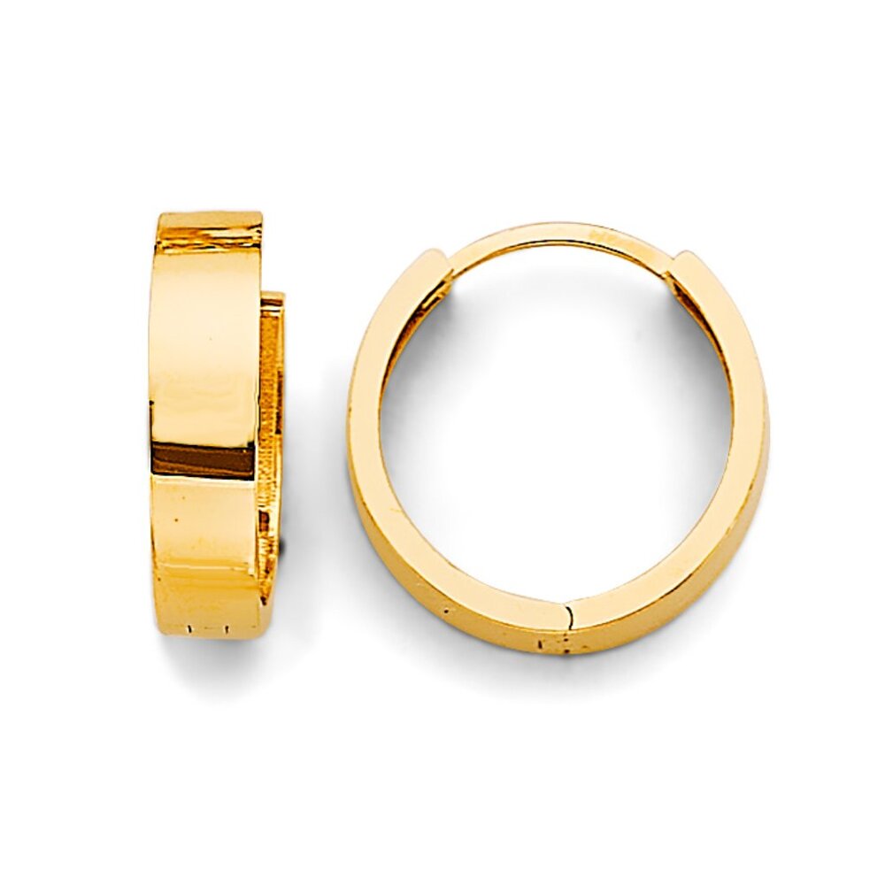 14KT GOLD PLAIN HUGGIES EARRINGS 15MM